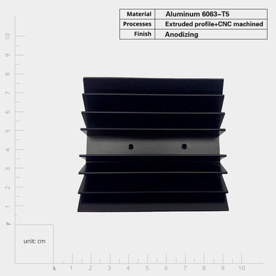 6000 Series Grade Aluminum Extrusion Heat Sink , Black Anodizing Aluminum Radiator