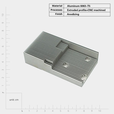 Industial Extrusion Metal Heatsink with Customizable Width and Drilling Tapping Anodizing